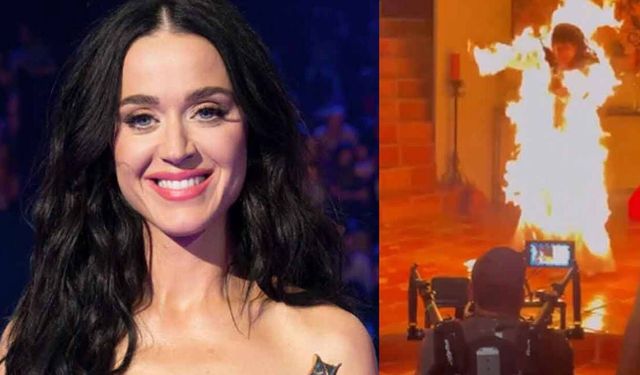 Katy Perry sahnede alevler içinde kaldı