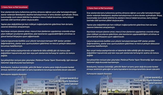 Amed Büyükşehir’den imar planı açıklaması
