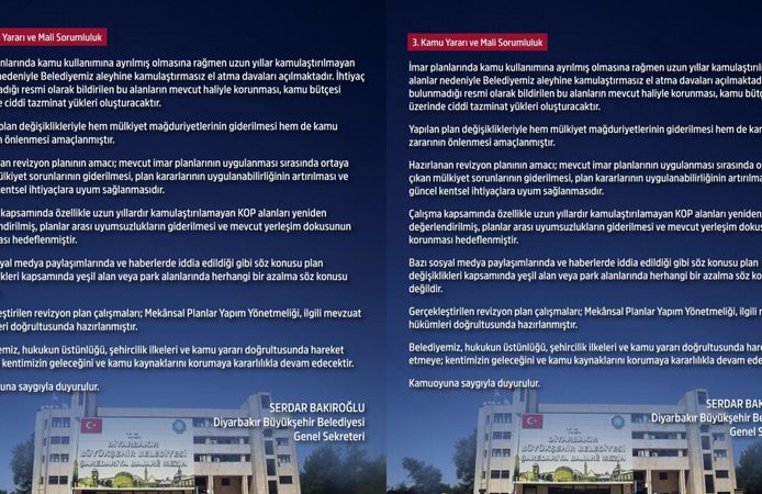 Amed Büyükşehir’den imar planı açıklaması
