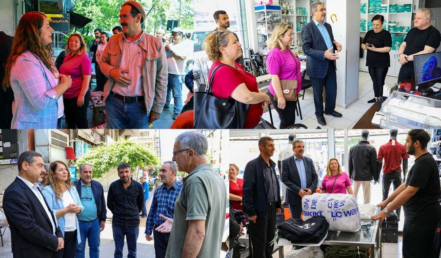 Eş Başkanlardan Lise Caddesi'inde Esnaf Ziyareti