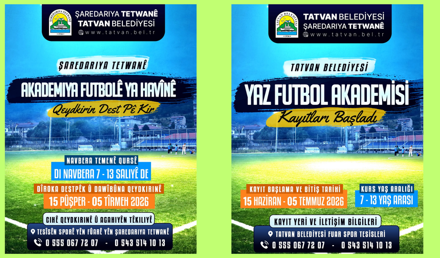 Tatvan Belediyesi Yaz Futbol Akademisi Kayıtları Başladı